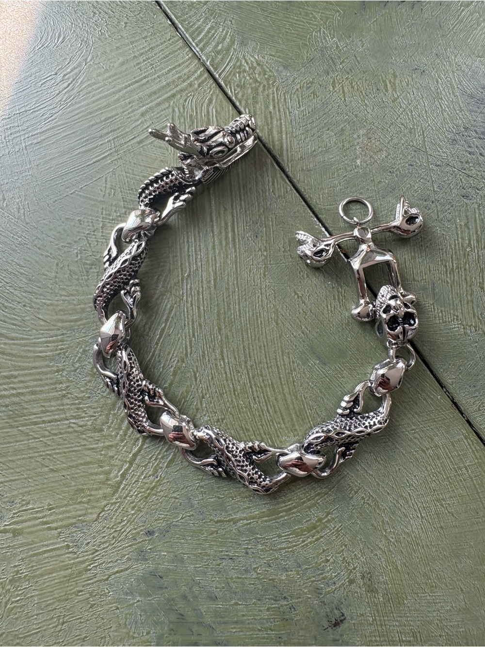 Silver tone Dragon Bracelet